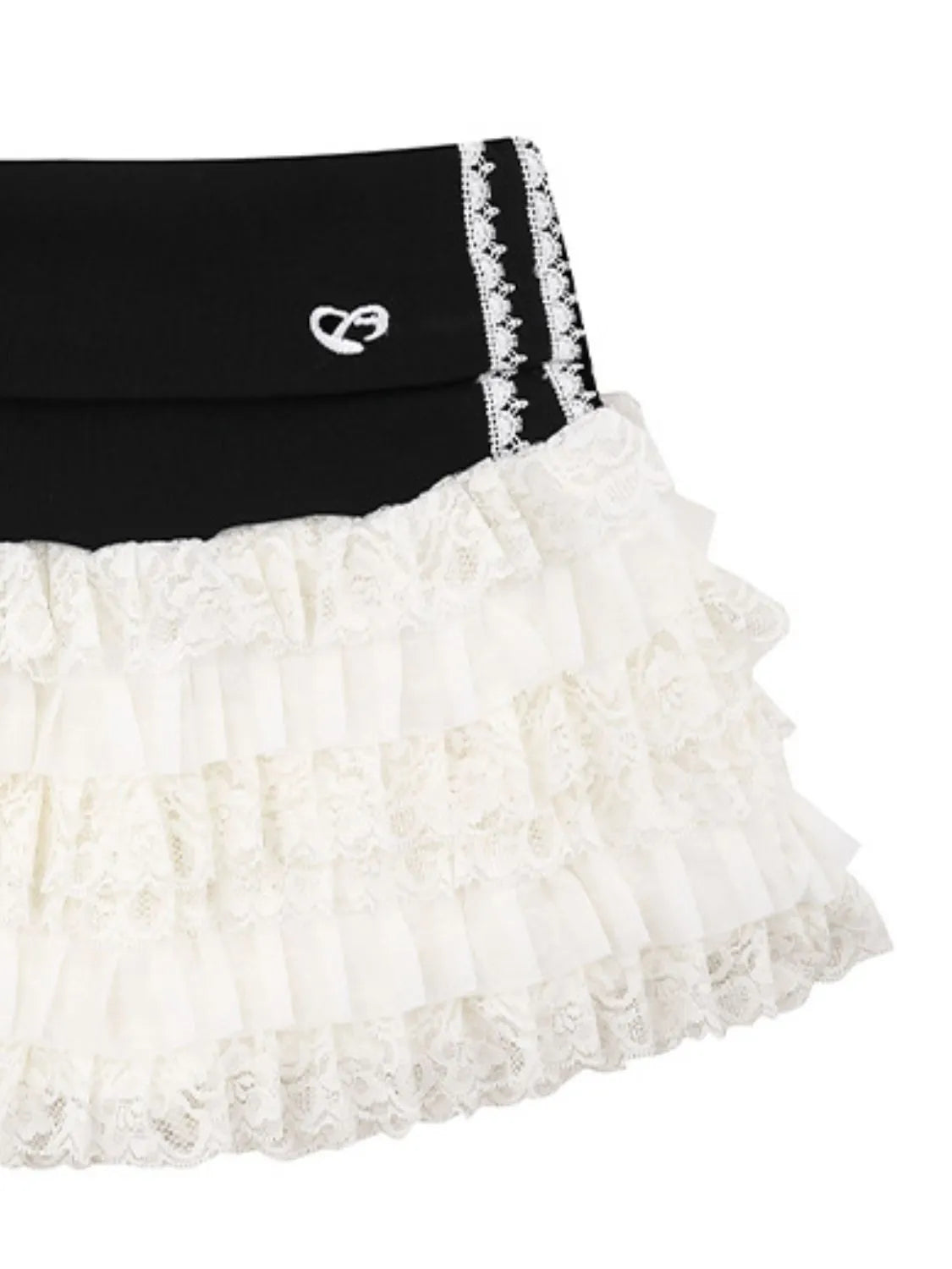Layered Tulle Mini Skirt with Contrast Waistband