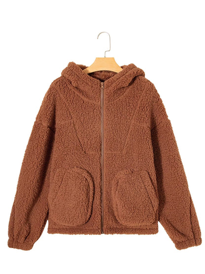 Zip Up Hooded Sherpa Jacket