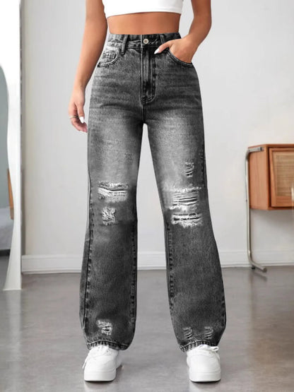 Distressed High Waisted Jeans
