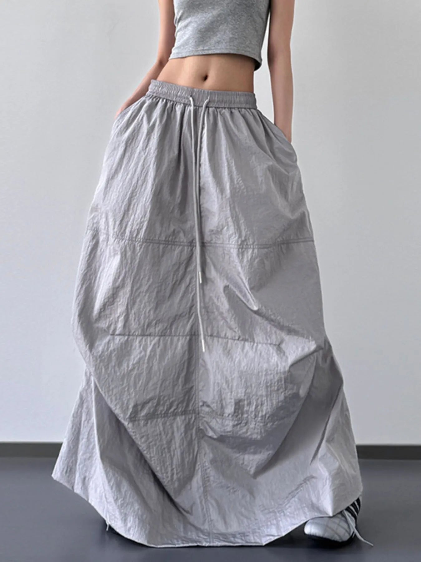 Drawstring Maxi Skirt