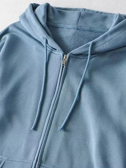 Casual Loose Zip-Up Hoodie