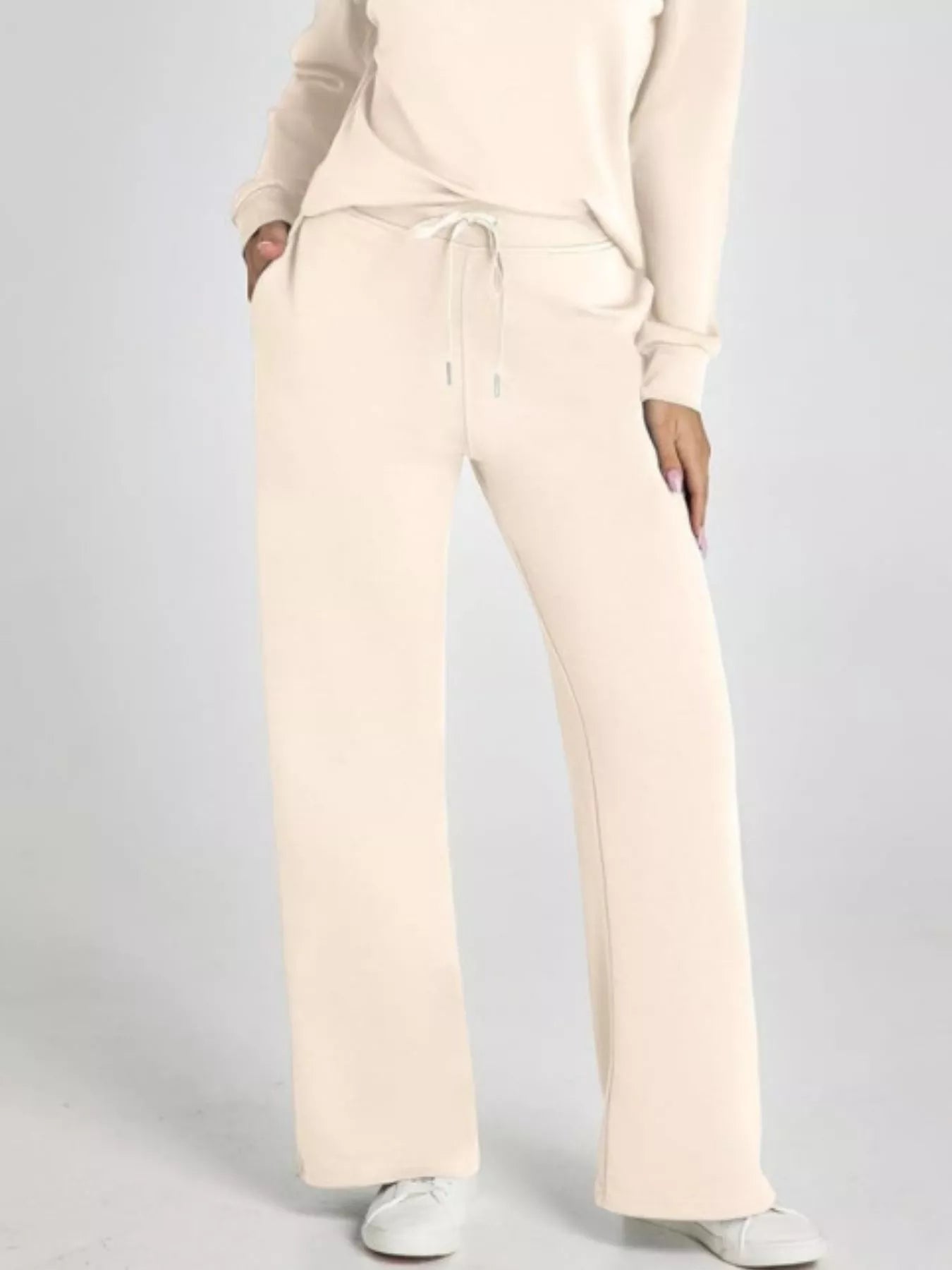 Full Size Johnny Collar Long Sleeve Top and Pants Plus Size