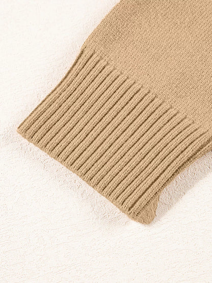 Center Seam Drop Shoulder Pullover Solid Sweater