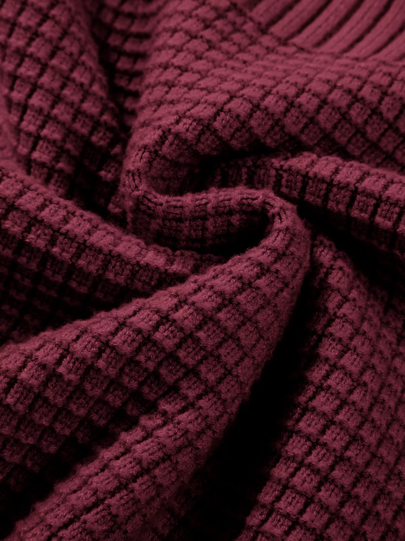 Solid Color Mixed Textured Knitted Crew Neck Sweater