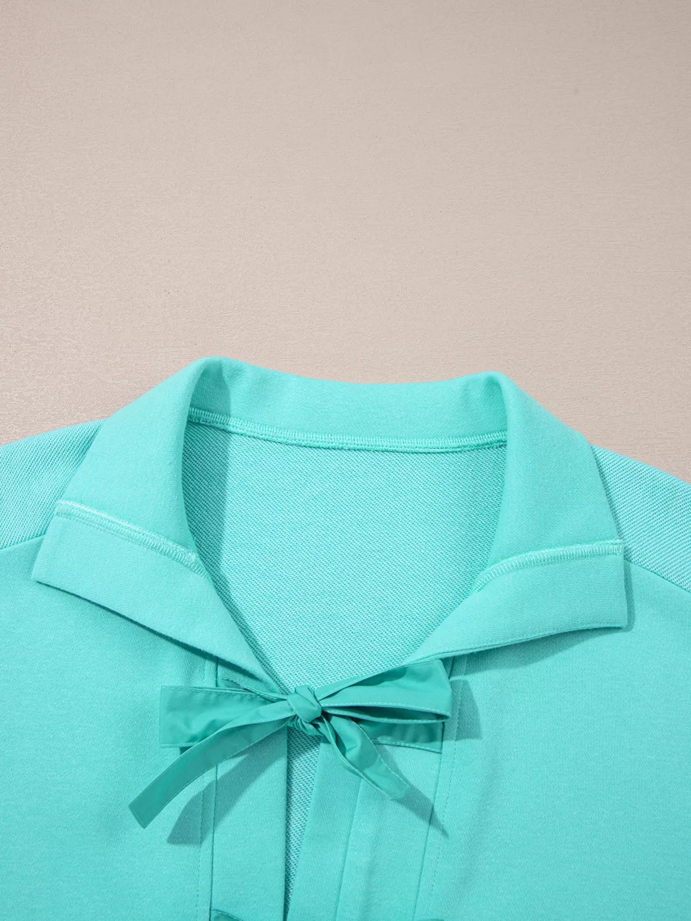 Bow Front Collared Side Pocket Shift Mini Dress