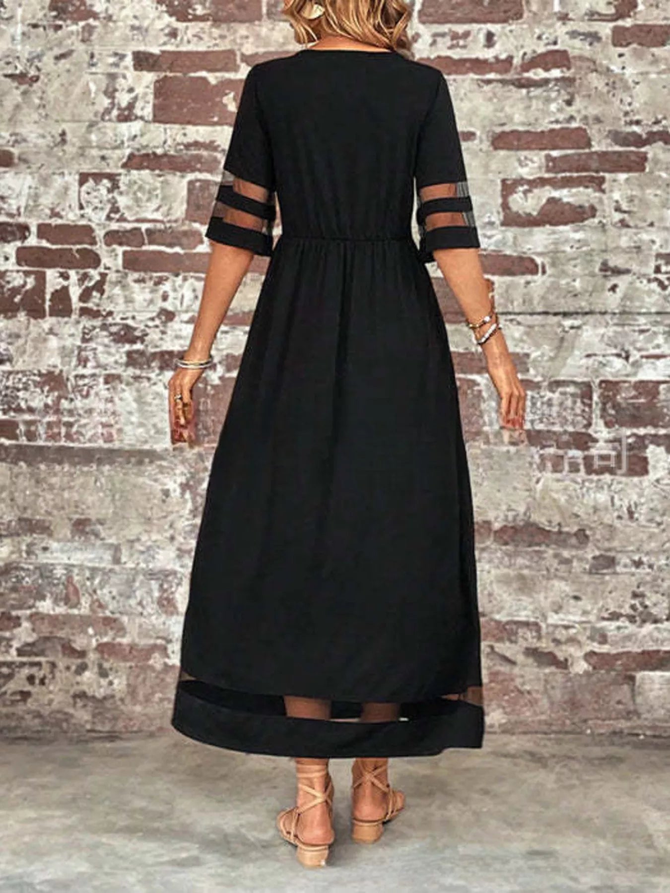 Full Size Round Neck Half Sleeve Dress Plus Size
