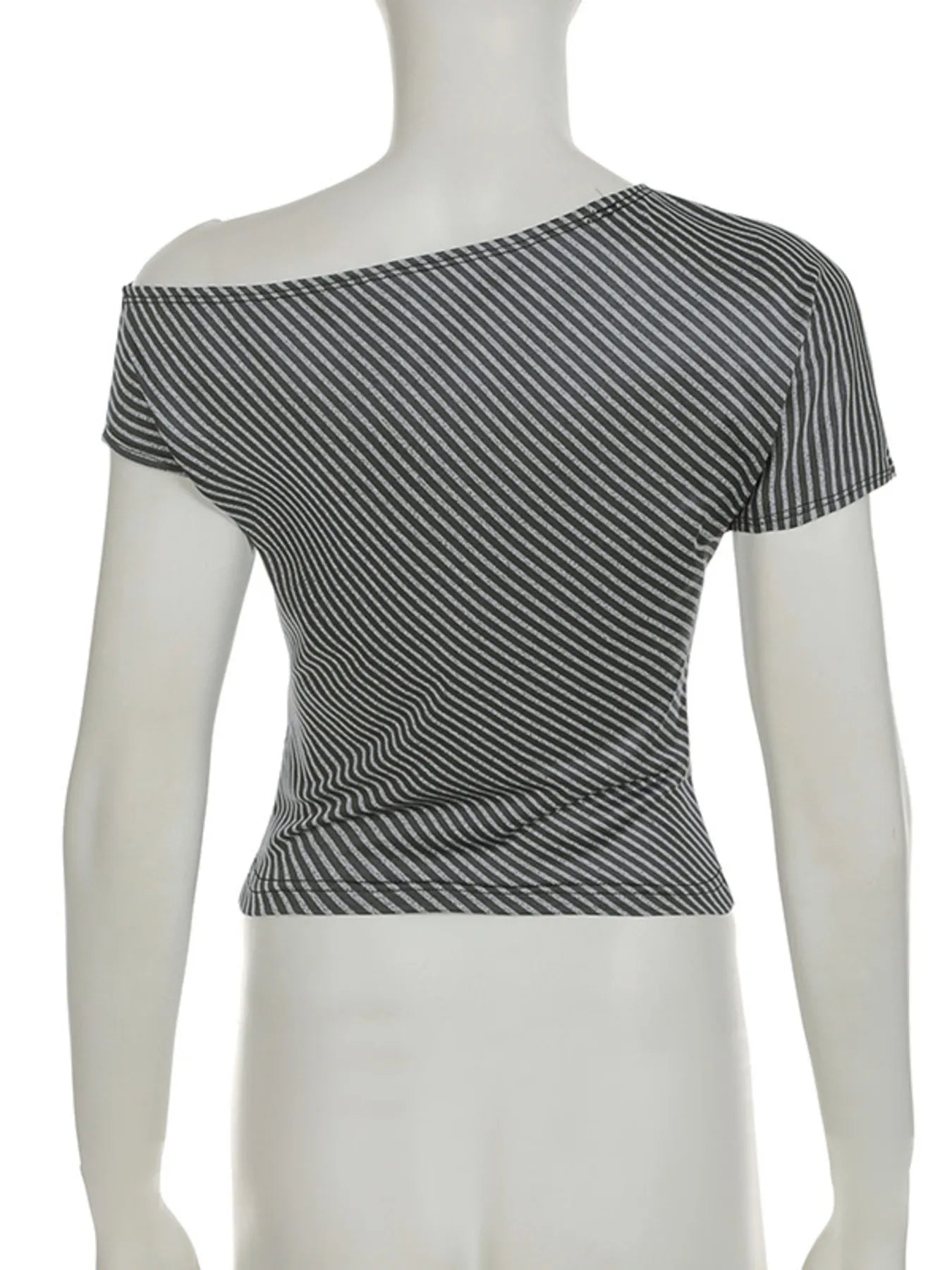Striped Single Shoulder T-Shirt
