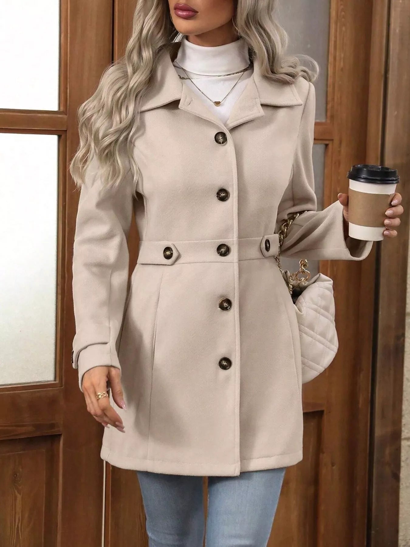 Button Up Long Sleeve Coat