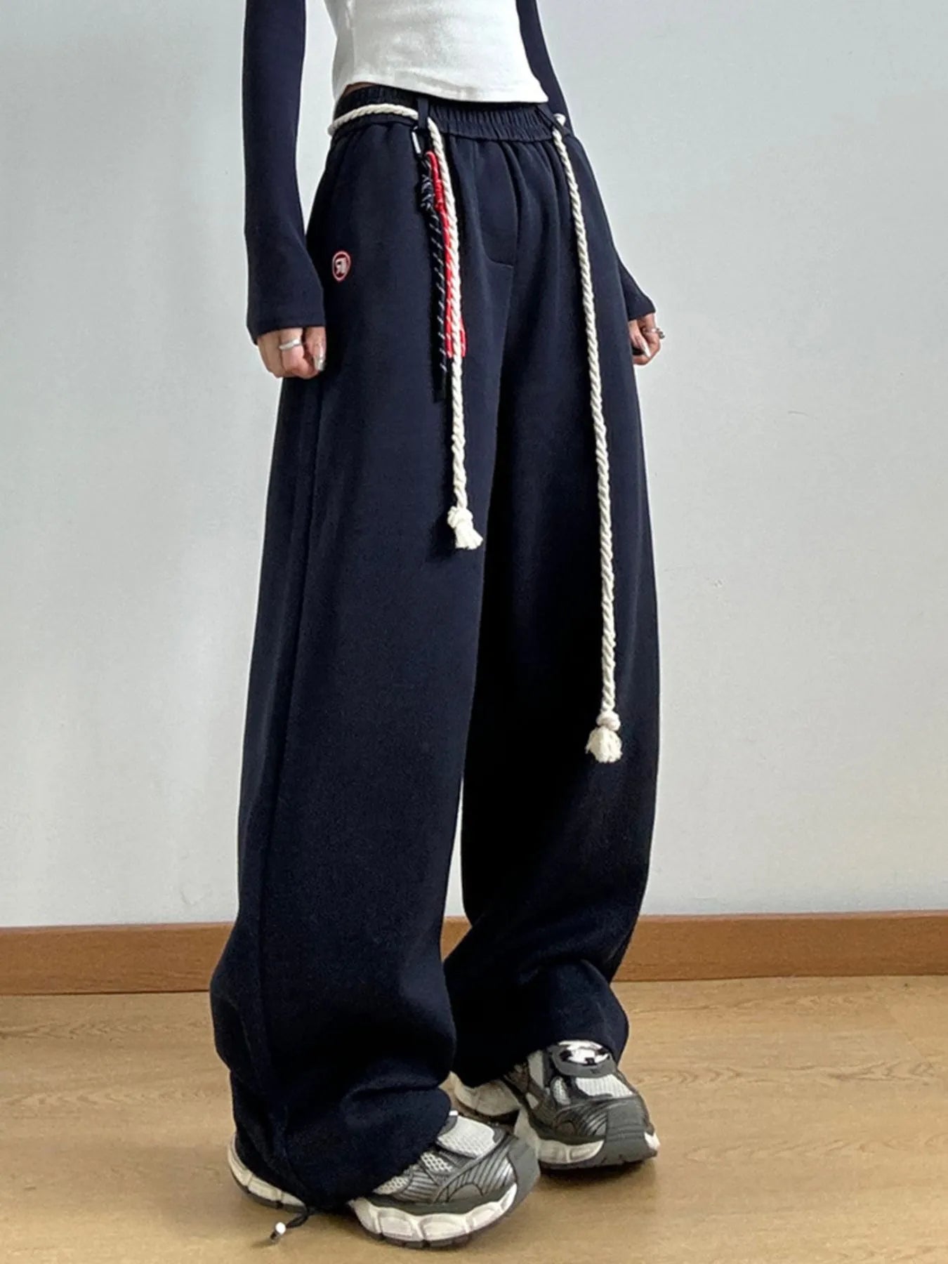 Decorative Rope Detail Casual Pants