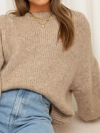 Round Neck Dropped Shoulder Sweater