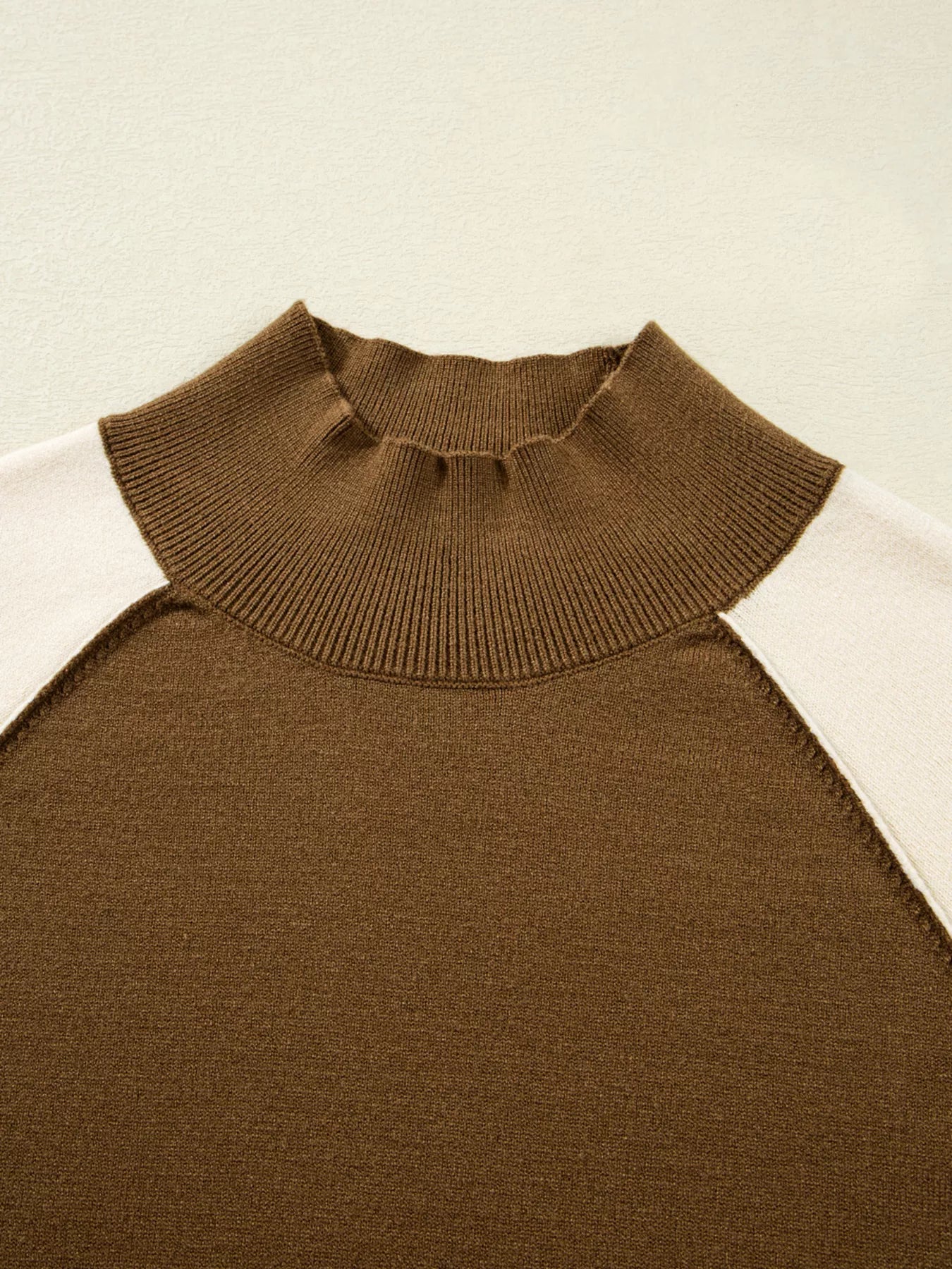 Color Block Mock Neck Long Sleeve Sweater