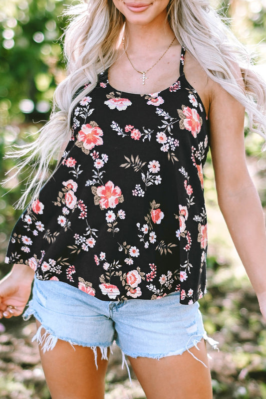 Floral Spaghetti Strap Cami Black