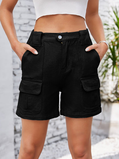 High Waist Washed Denim Shorts