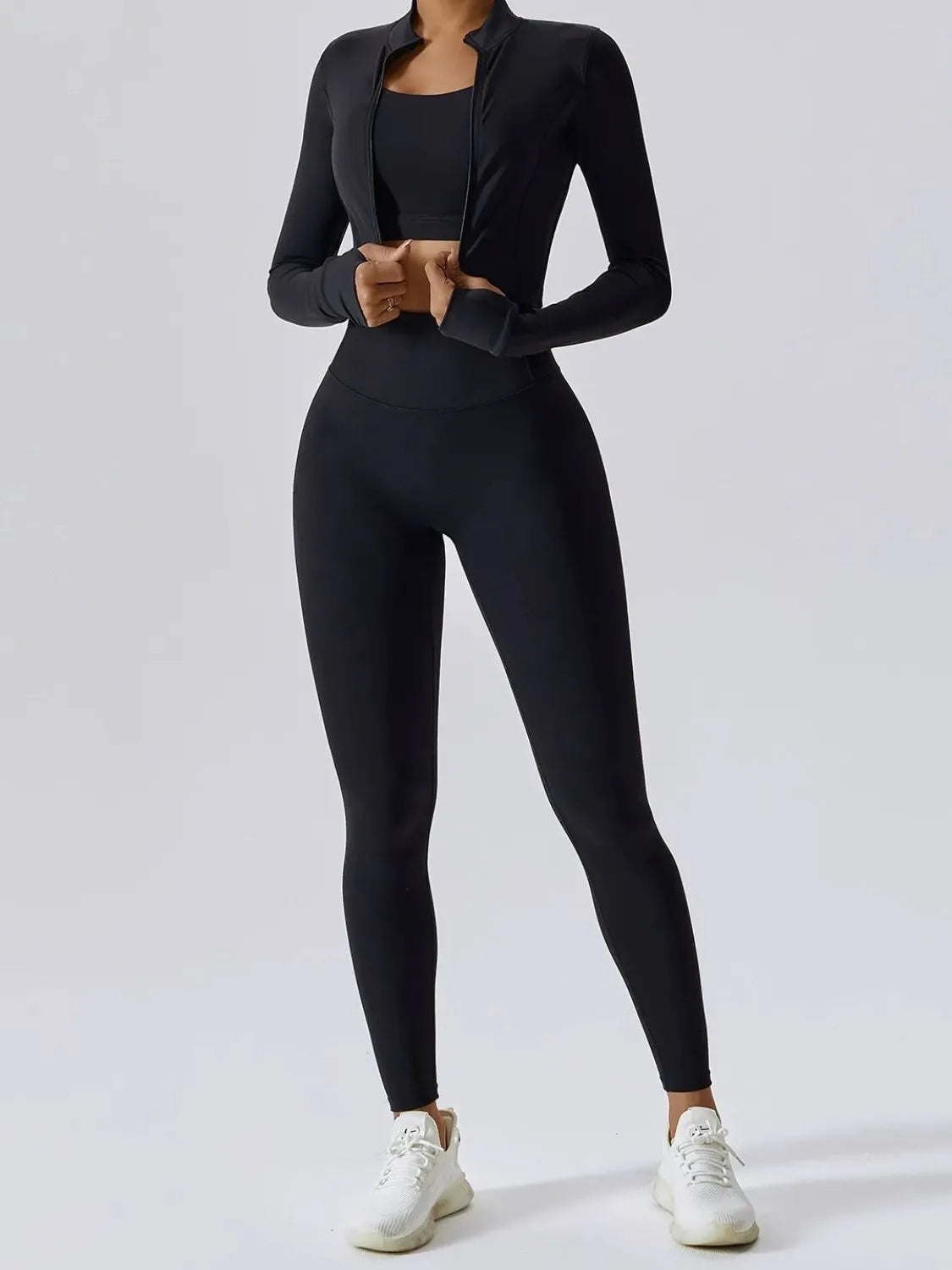 Bra Outerwear and Leggings 3-Piece Active Set Black