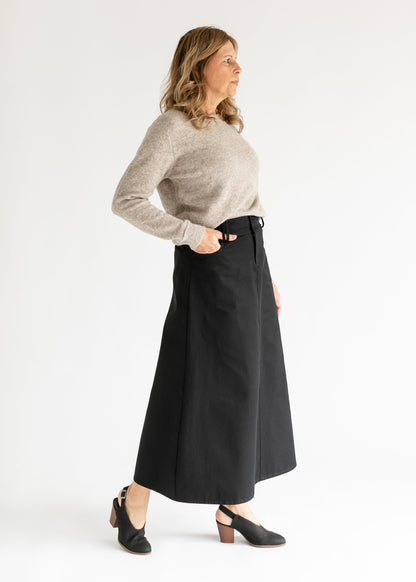 Camellia A-Line Cotton Twill Maxi Skirt - FINAL SALE