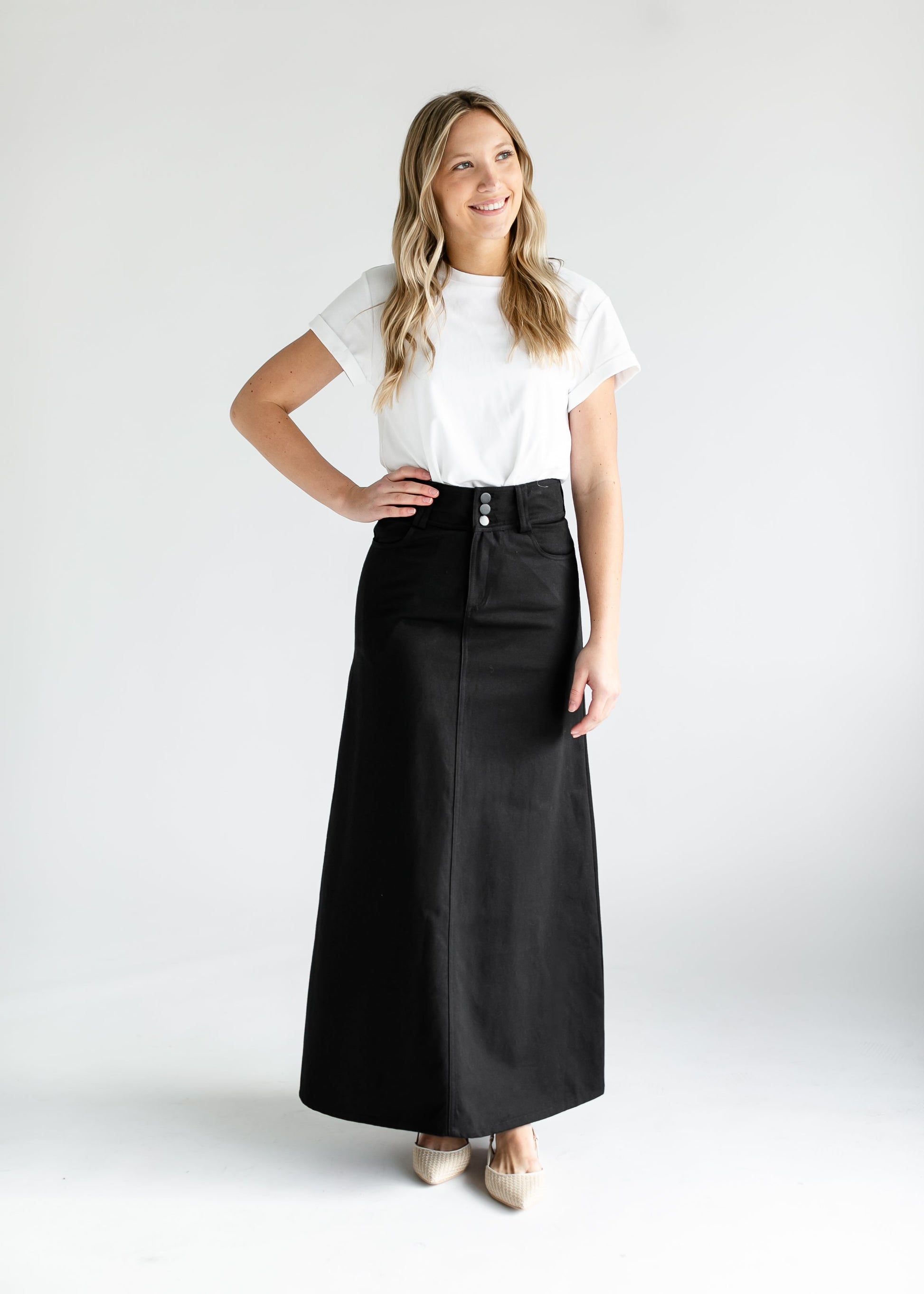 Camellia A-Line Cotton Twill Maxi Skirt - FINAL SALE