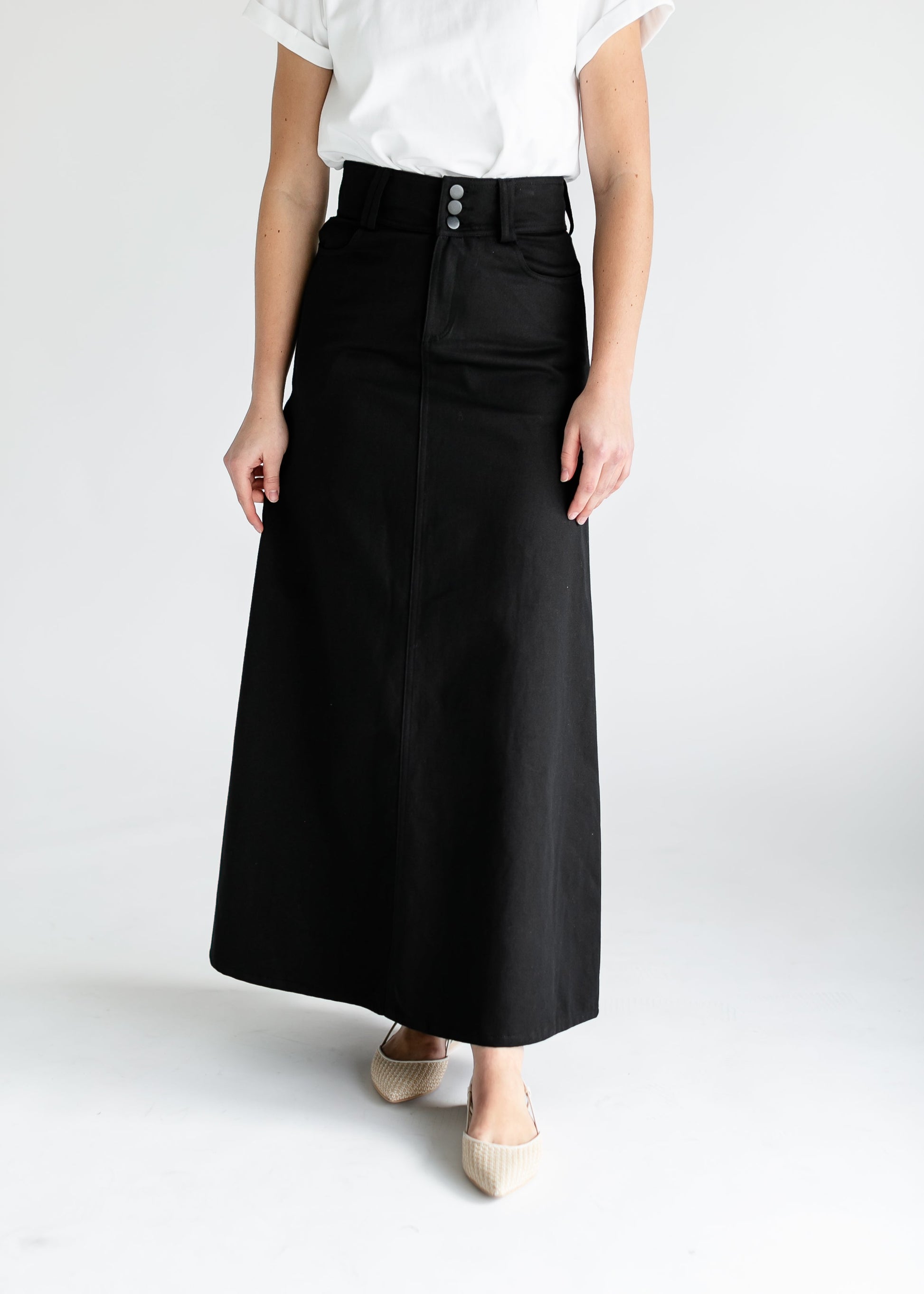 Camellia A-Line Cotton Twill Maxi Skirt - FINAL SALE