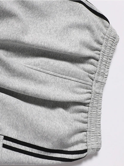 Drawstring Side Striped Wide Leg Pants