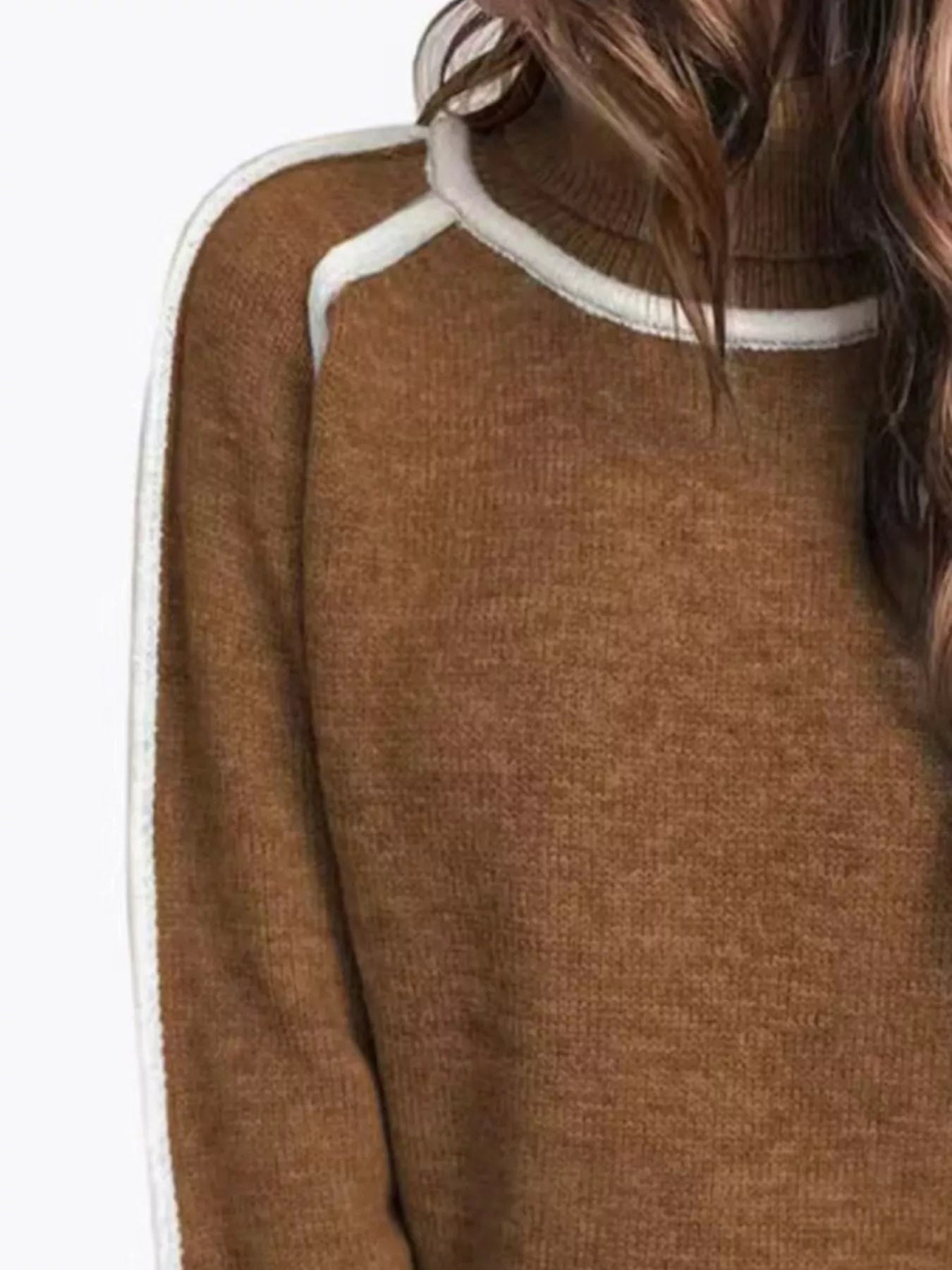 Full Size Turtleneck Contrast Trim Sweater Plus Size