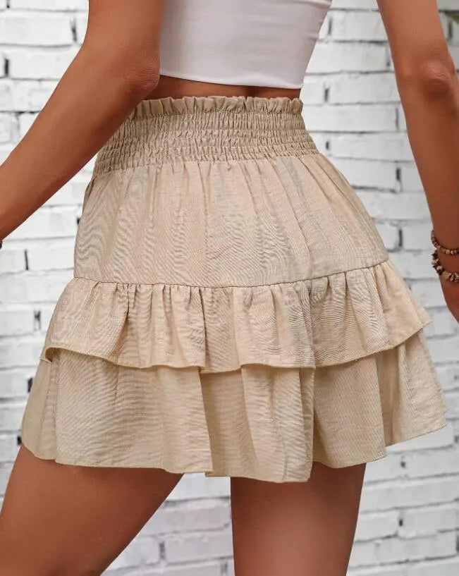 Ruffle Layered High Waist Casual Skort