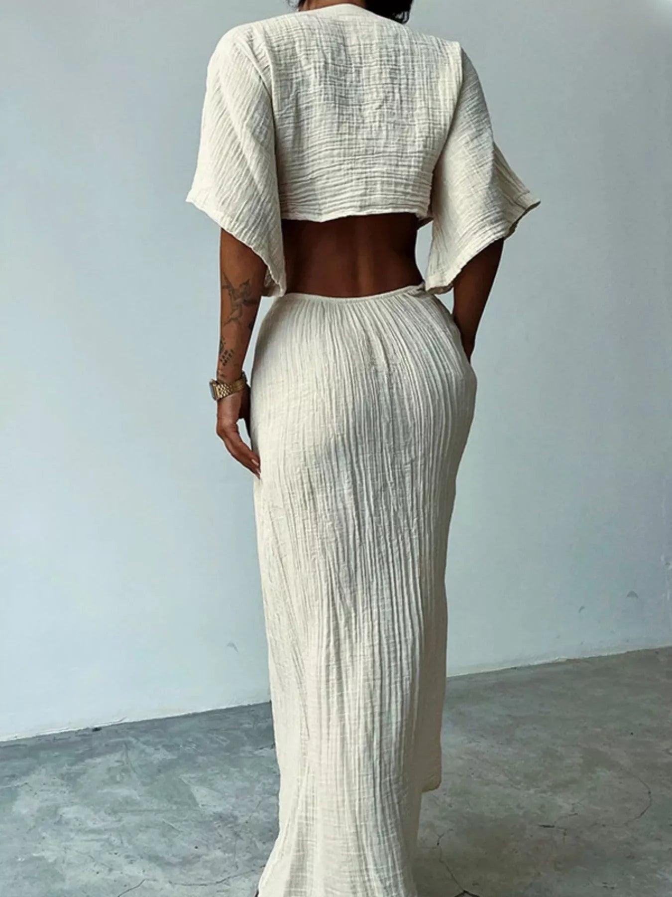 Tie Front Cutout Maxi Dress