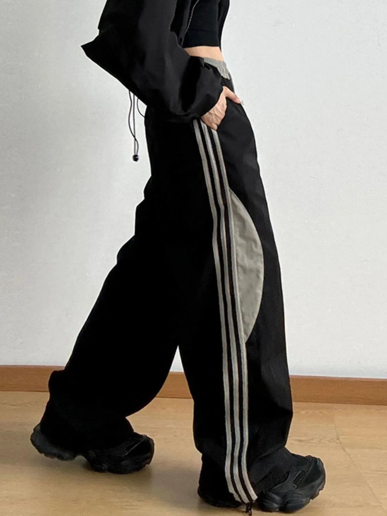 Striped Wide Leg Drawstring Pants