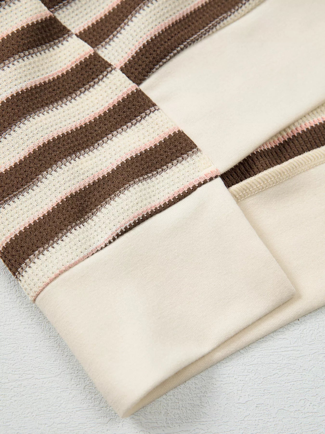 Stripe Stitched Detail Color Block Patchwork Oversized Top