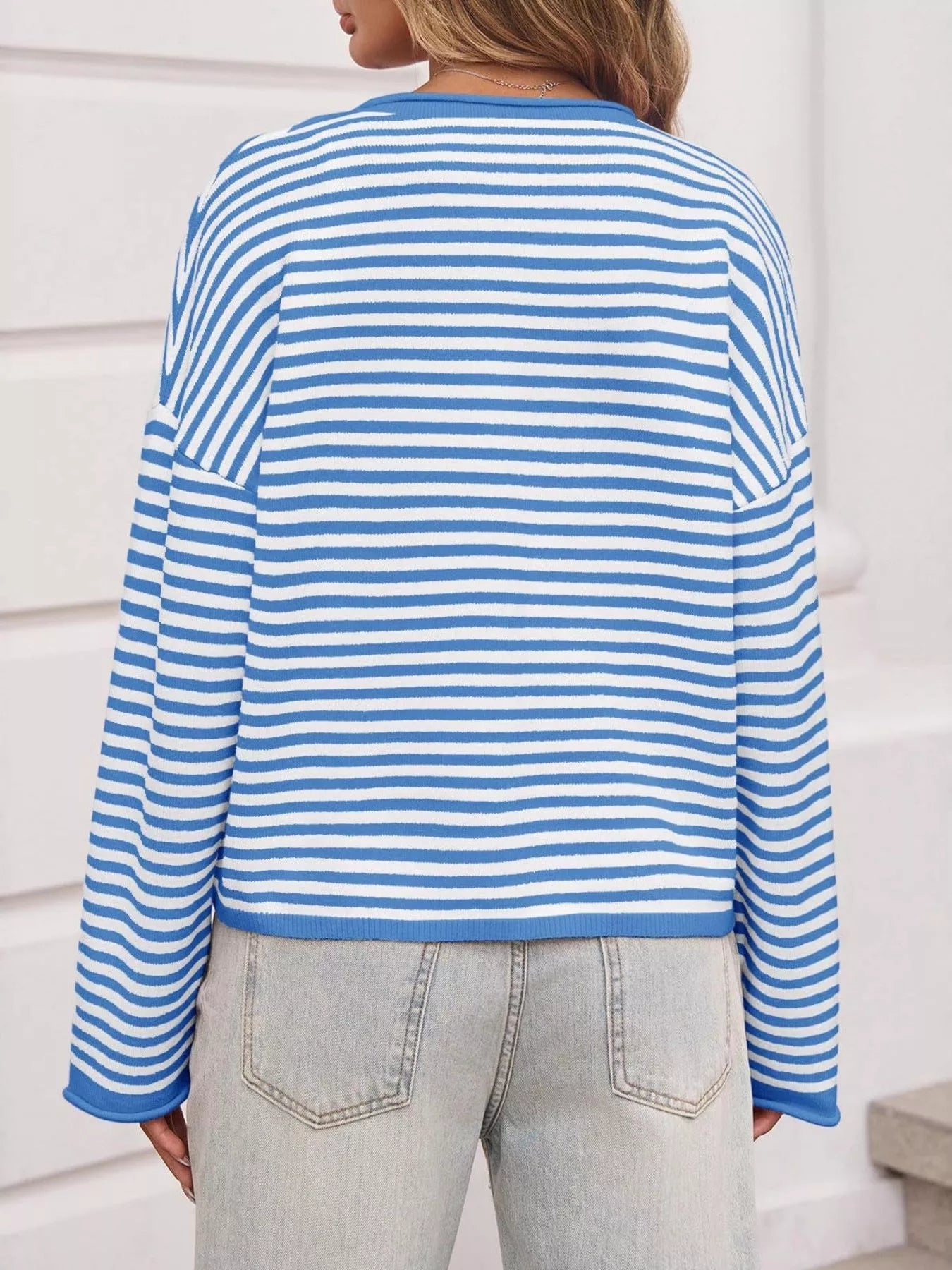 Striped Button-Up Cardigan