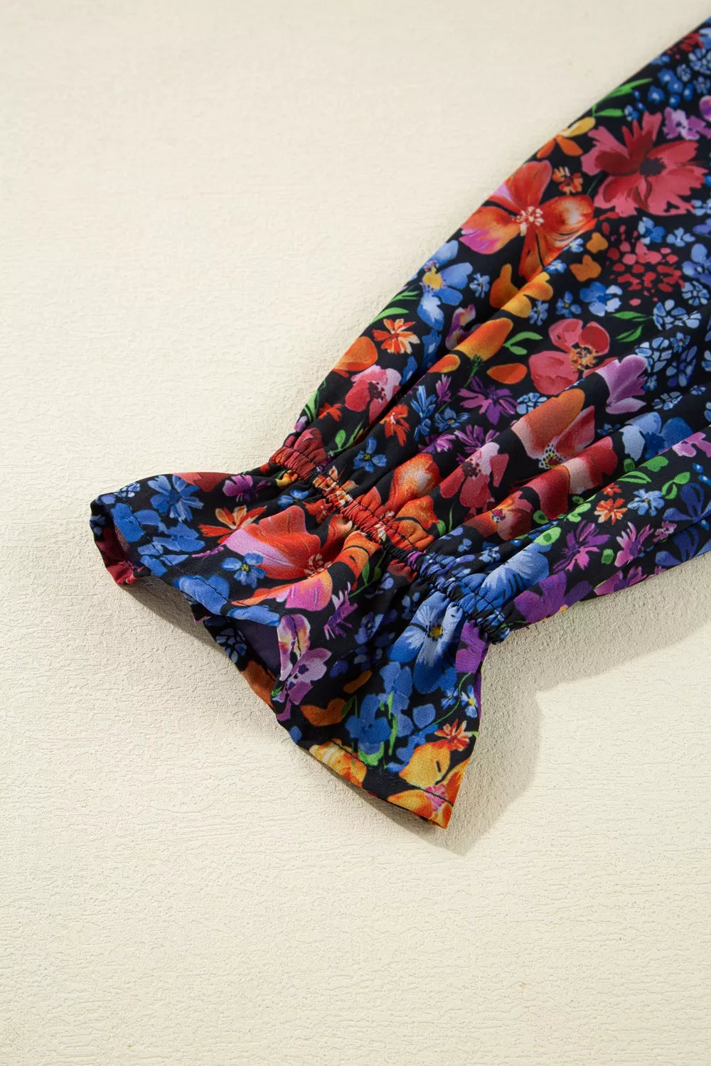 Floral Notched Flounce Sleeve Maxi Dress