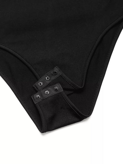 Flower One Shoulder Long Sleeve Bodysuit