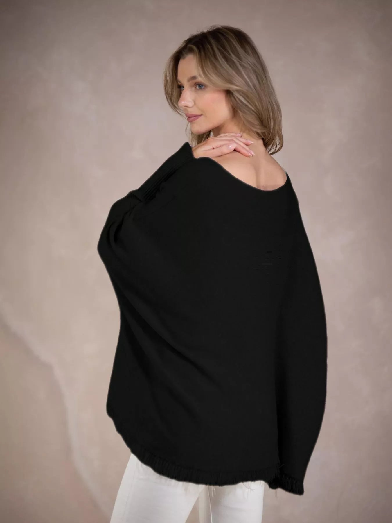 Raw Hem V-Neck Sweater