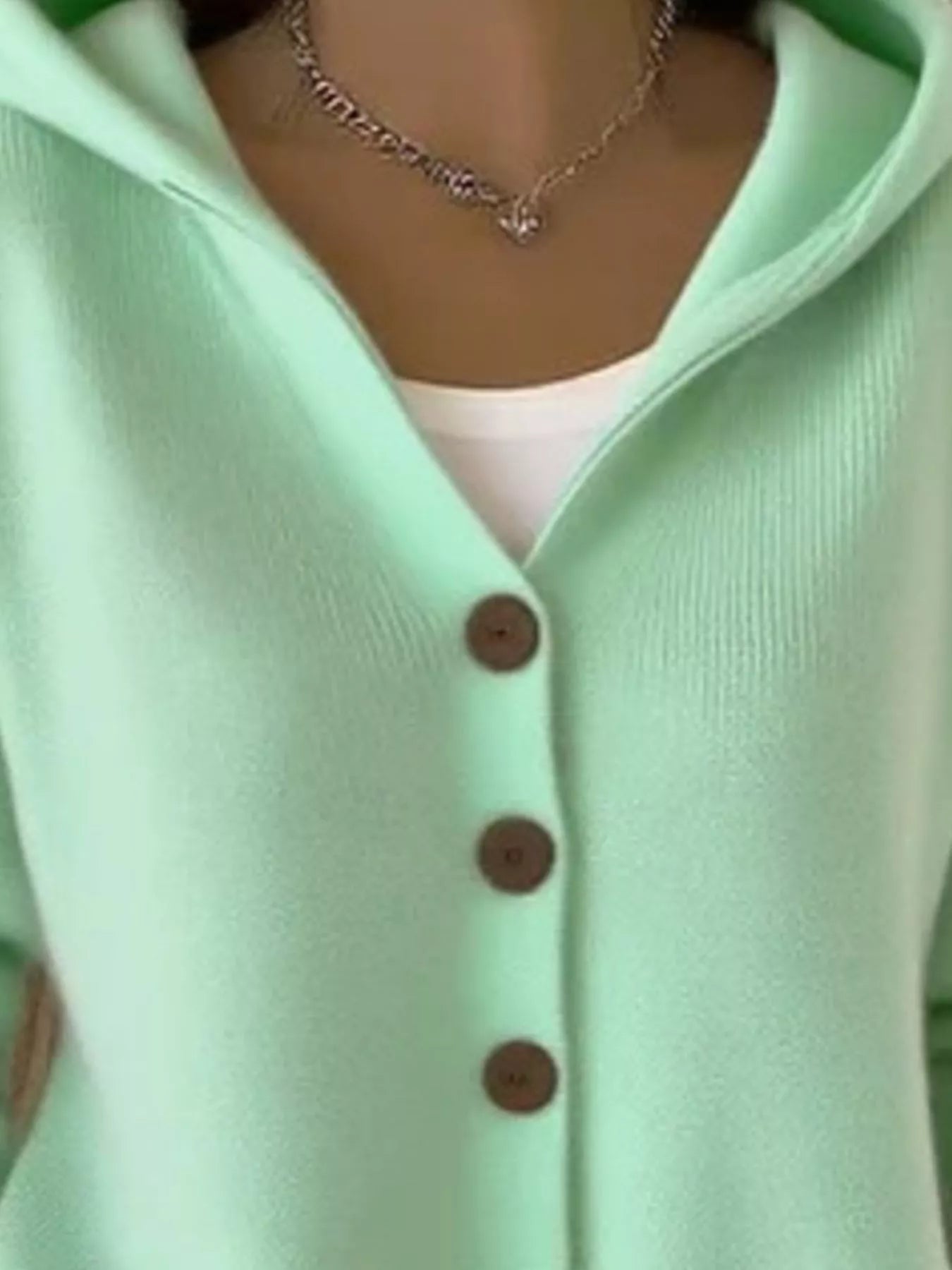 Full Size Hooded Button-Front Soft Knit Cardigan Plus Size