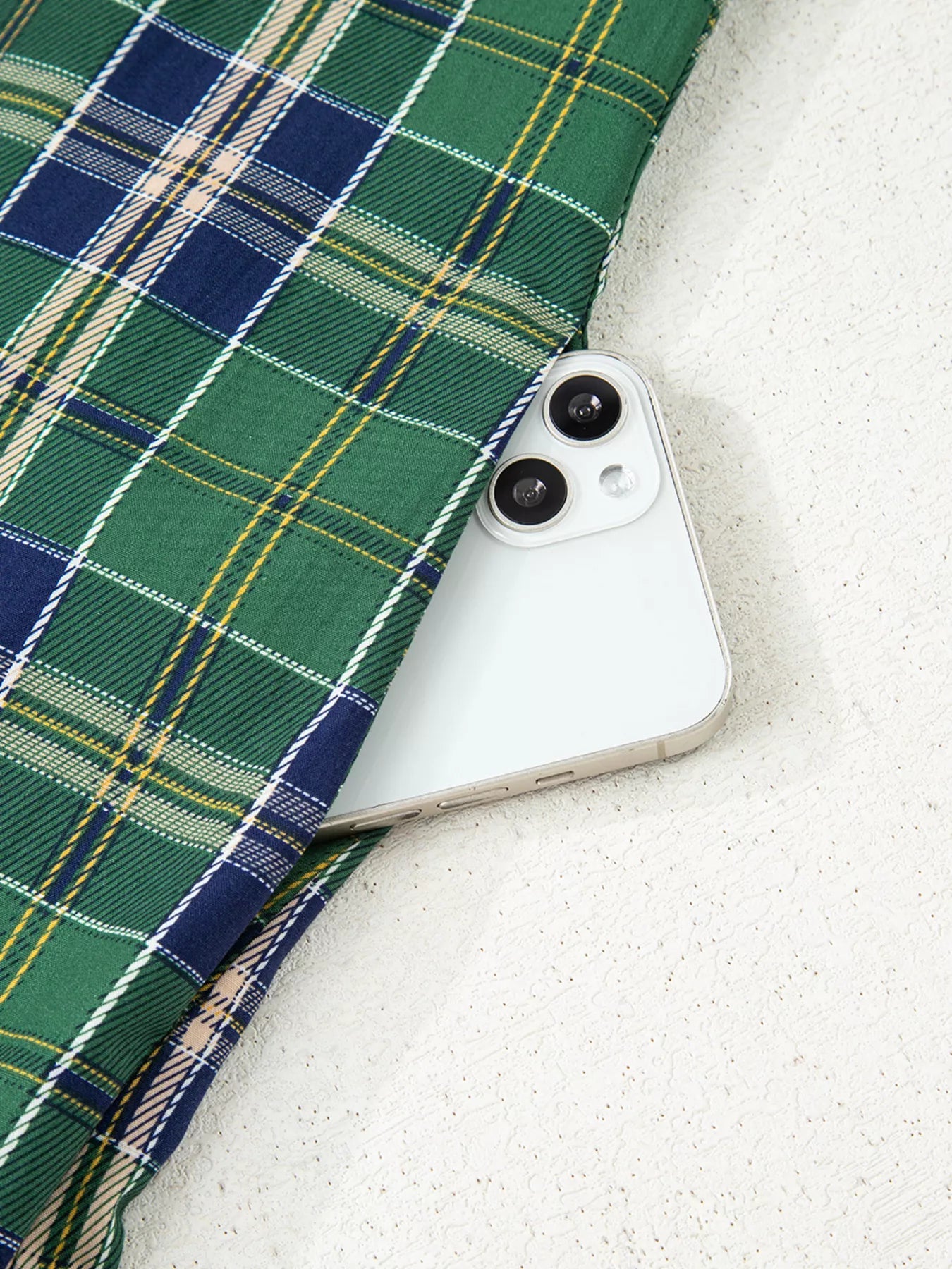 Plaid Frilly Collar Long Sleeve Shift Mini Dress