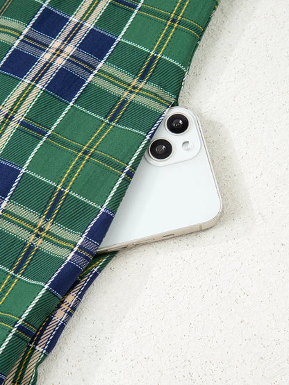 Plaid Frilly Collar Long Sleeve Shift Mini Dress