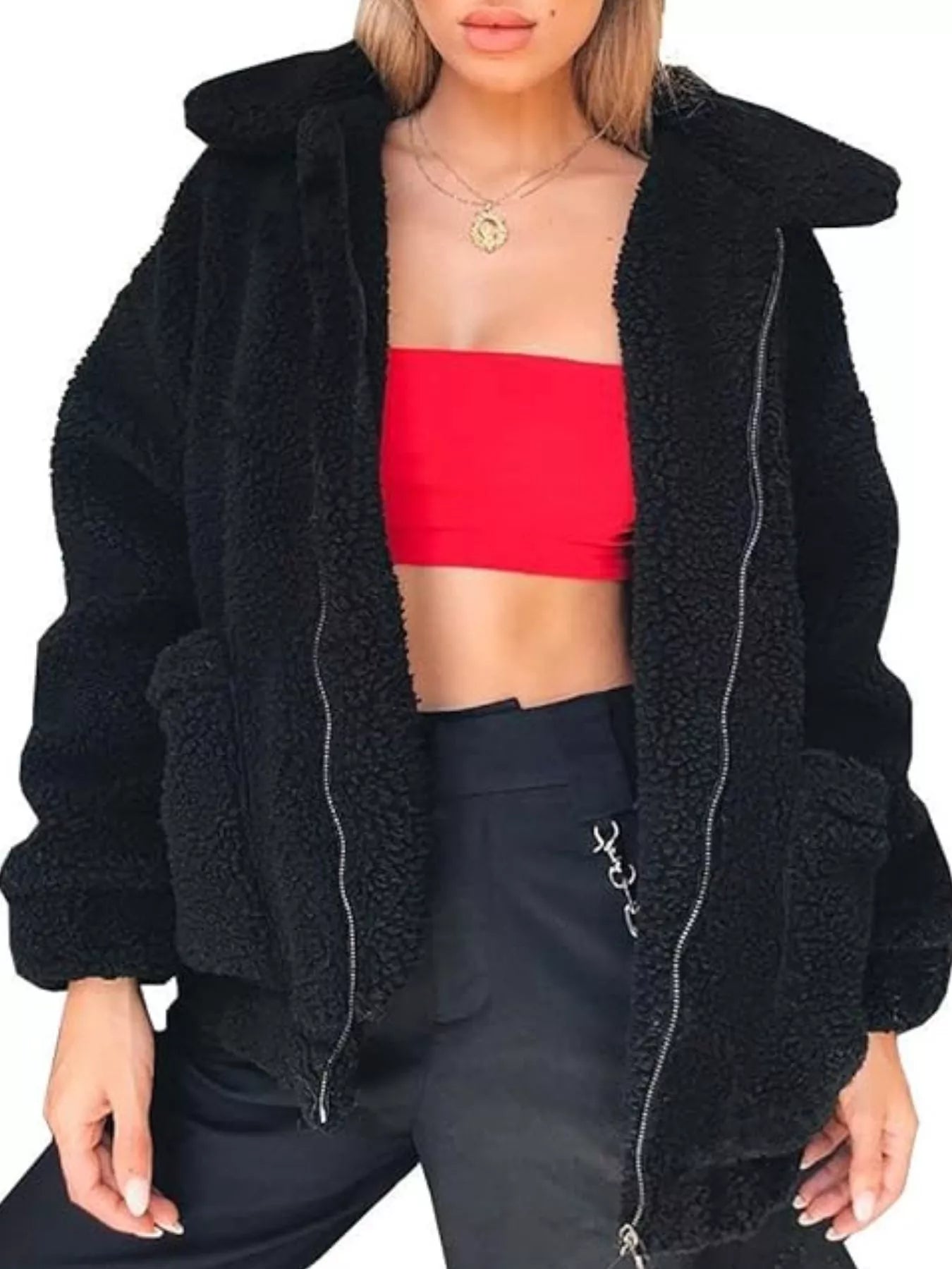 Full Size Cozy Fleece Zip Up Jacket Plus Size