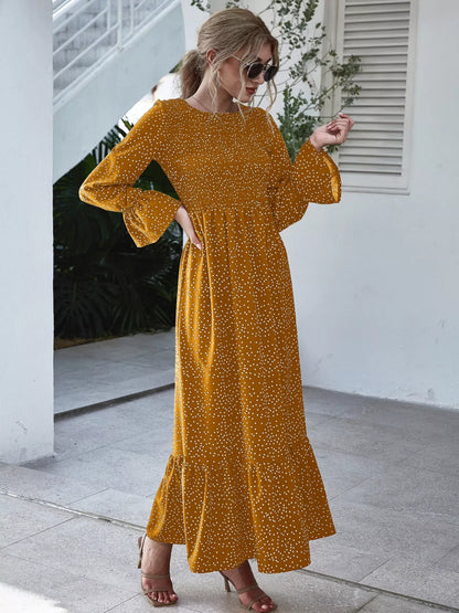 Ruffled Hem Flounce Sleeve Dress