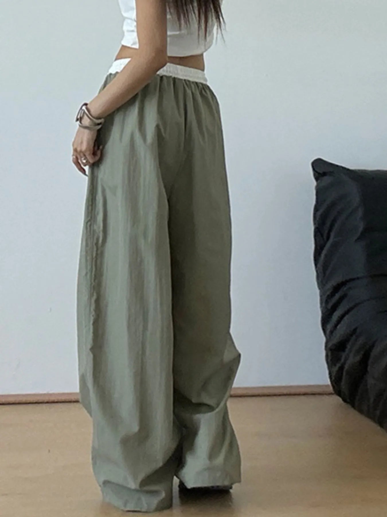 Wide Leg Drawstring Casual Pants