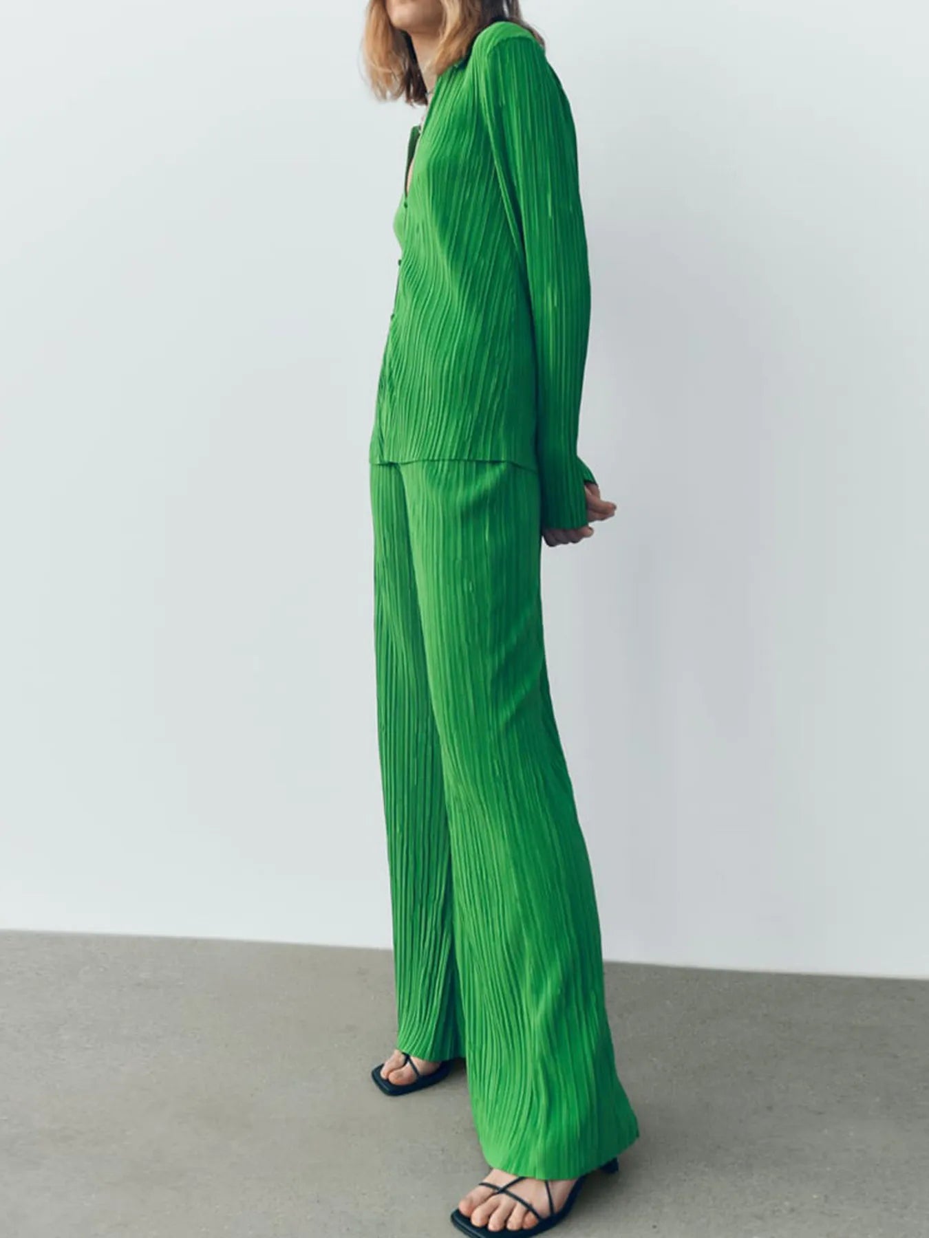 Texture Long Sleeve Top and Pants Lounge Set