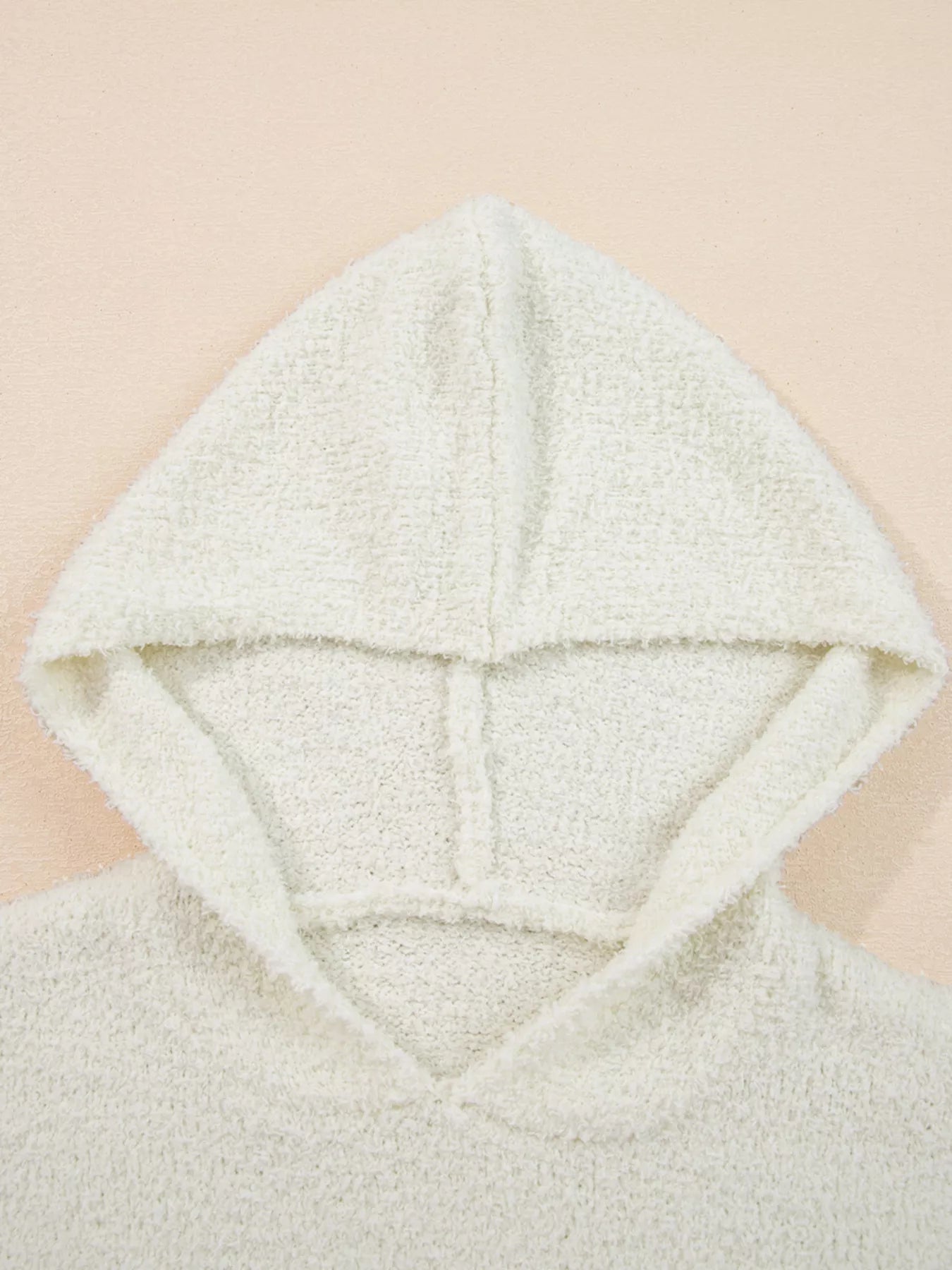 Multicolored Striped Accent Hooded Popcorn Sweater