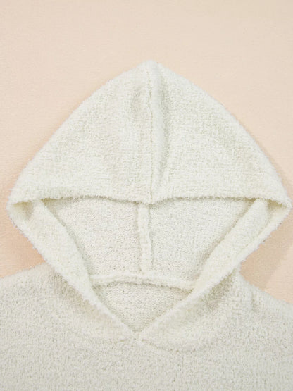 Multicolored Striped Accent Hooded Popcorn Sweater