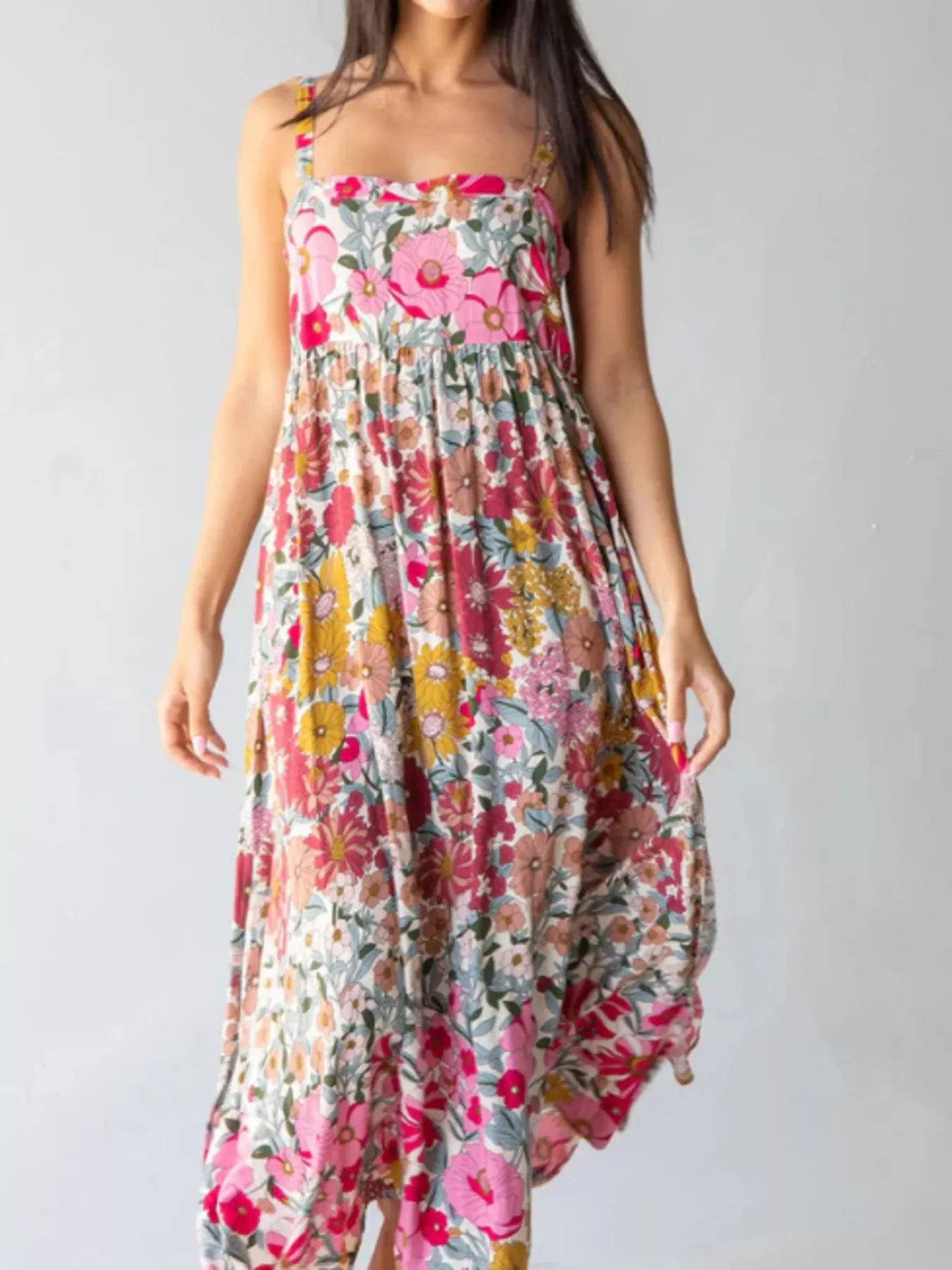 Full Size Square Neck Cami Dress with Side Slit Plus Size