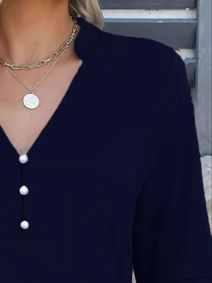 Full Size Notched Flounce Sleeve Blouse Plus Size