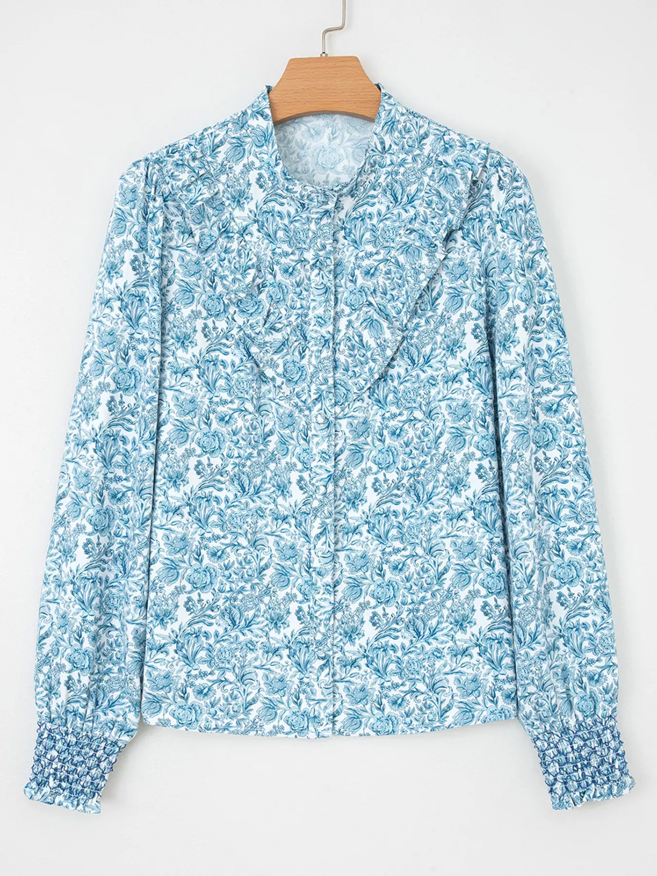 Floral Button Up Puff Sleeve Shirt