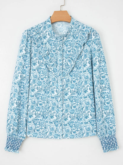 Floral Button Up Puff Sleeve Shirt