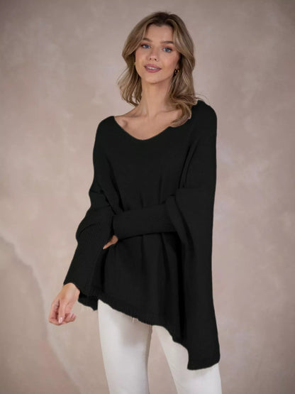 Raw Hem V-Neck Sweater