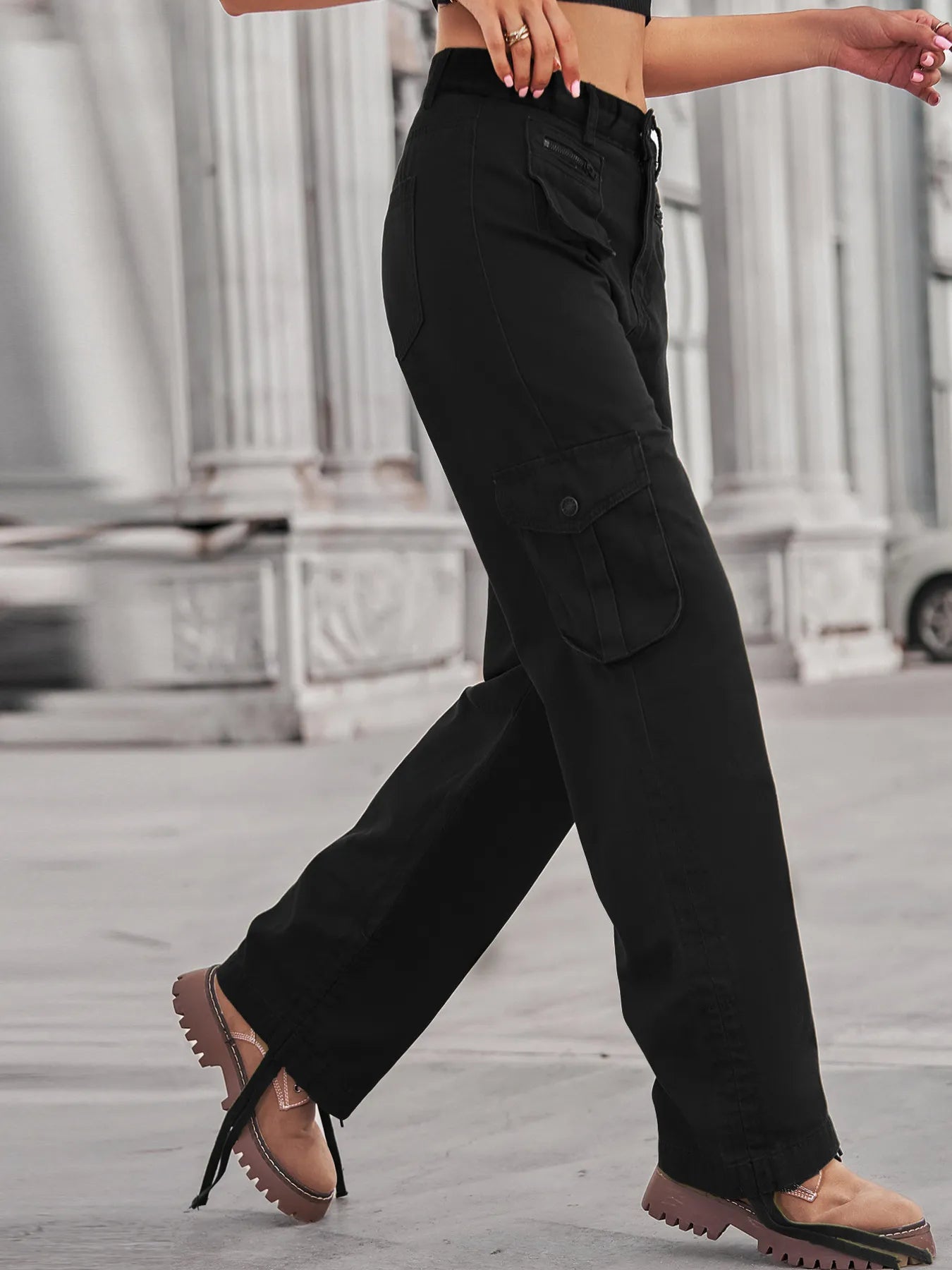 Drawstring Cargo Jeans