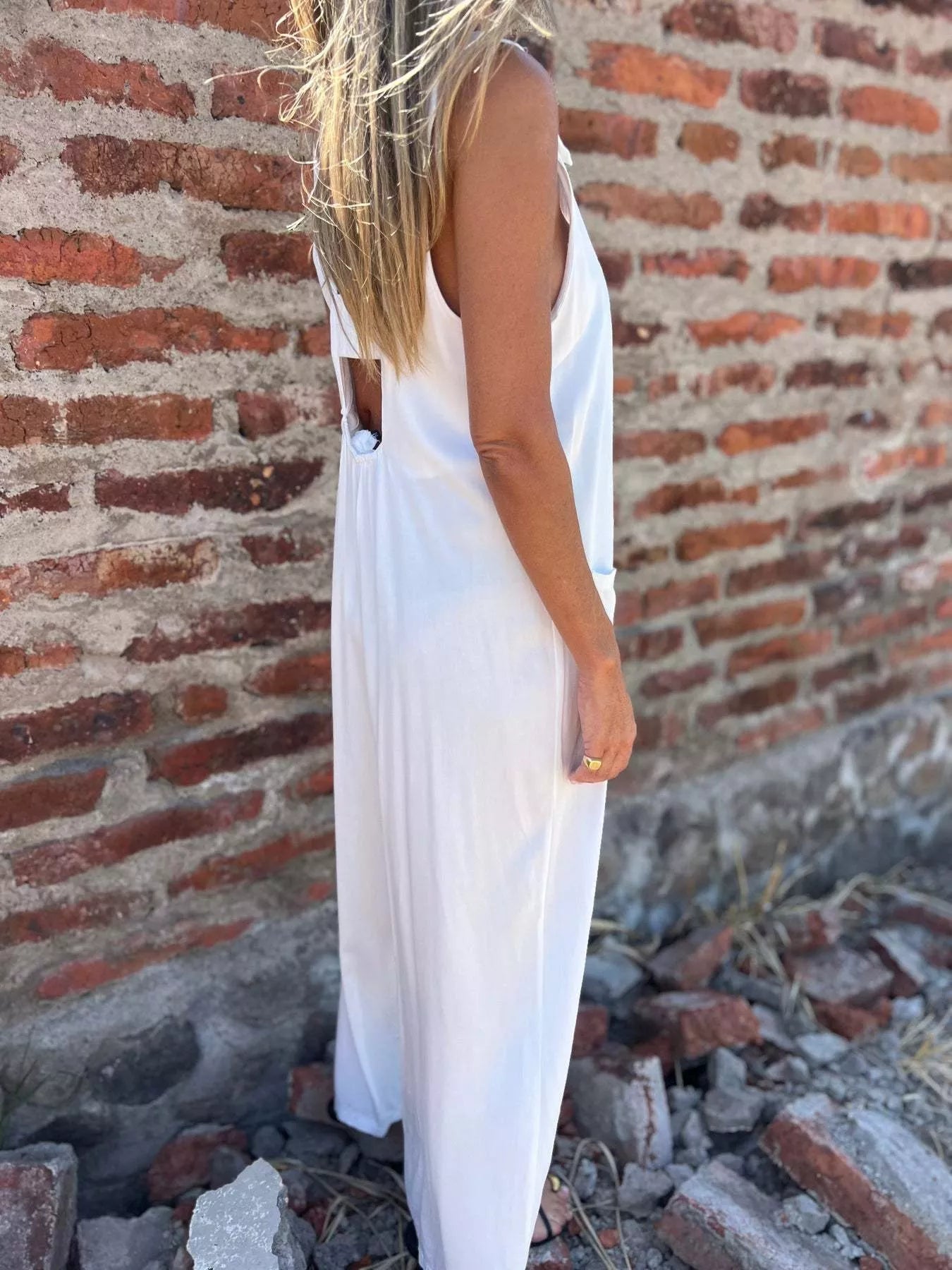 Full Size Button-Front Wide Leg Jumpsuit Plus Size