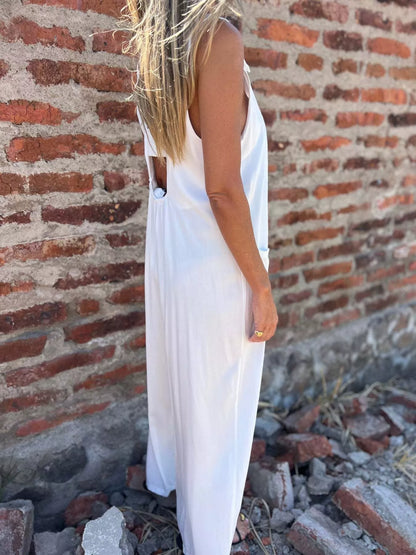 Full Size Button-Front Wide Leg Jumpsuit Plus Size