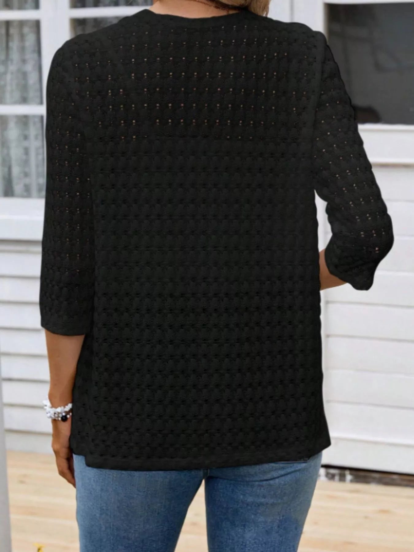 Open Front 3/4 Sleeve Cardigan
