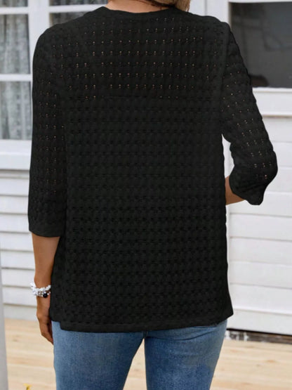 Open Front 3/4 Sleeve Cardigan